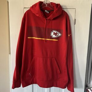 NIKE Kansas City Chiefs Red Therma-fit Performance Hoodie Large Men's Football